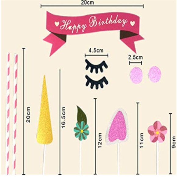 Unicorn Birthday Party Cake topper decorations - Picture 5 of 6